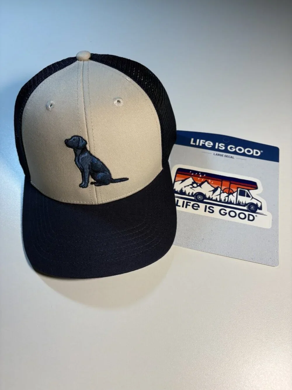 Life Is Good Dog Trucker Hat + Decal Bundle NWT | Gift Ready | Patriotic Summer